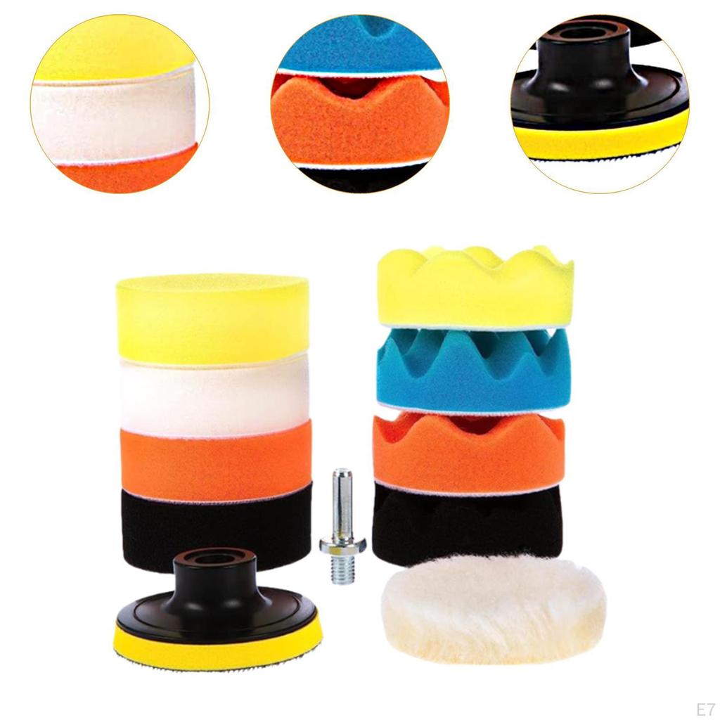 11 Piece Foam Pad Set for Car Polishing And Buffing with Drill Attachment
