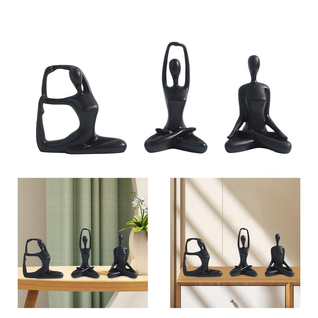 3x Yoga-Figuren, Sammlerstücke aus Kunstharz, Yoga-Statuen für Frauen, ideal als Dekoration für Schlafzimmer, Tisch, Regal oder Wohnzimmer.