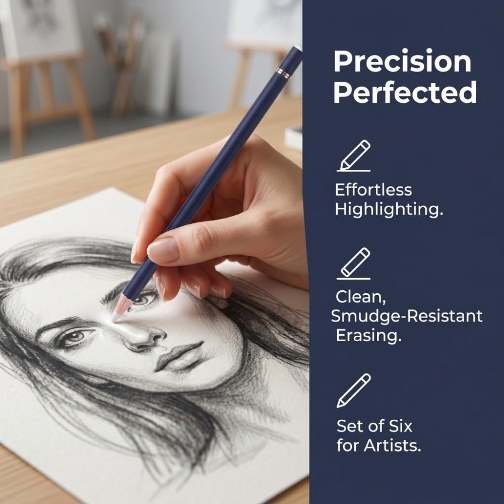 6PCS Matte Erasing Effect Sketch Tortillon Art Precision Eraser Stick Studio Daily Use