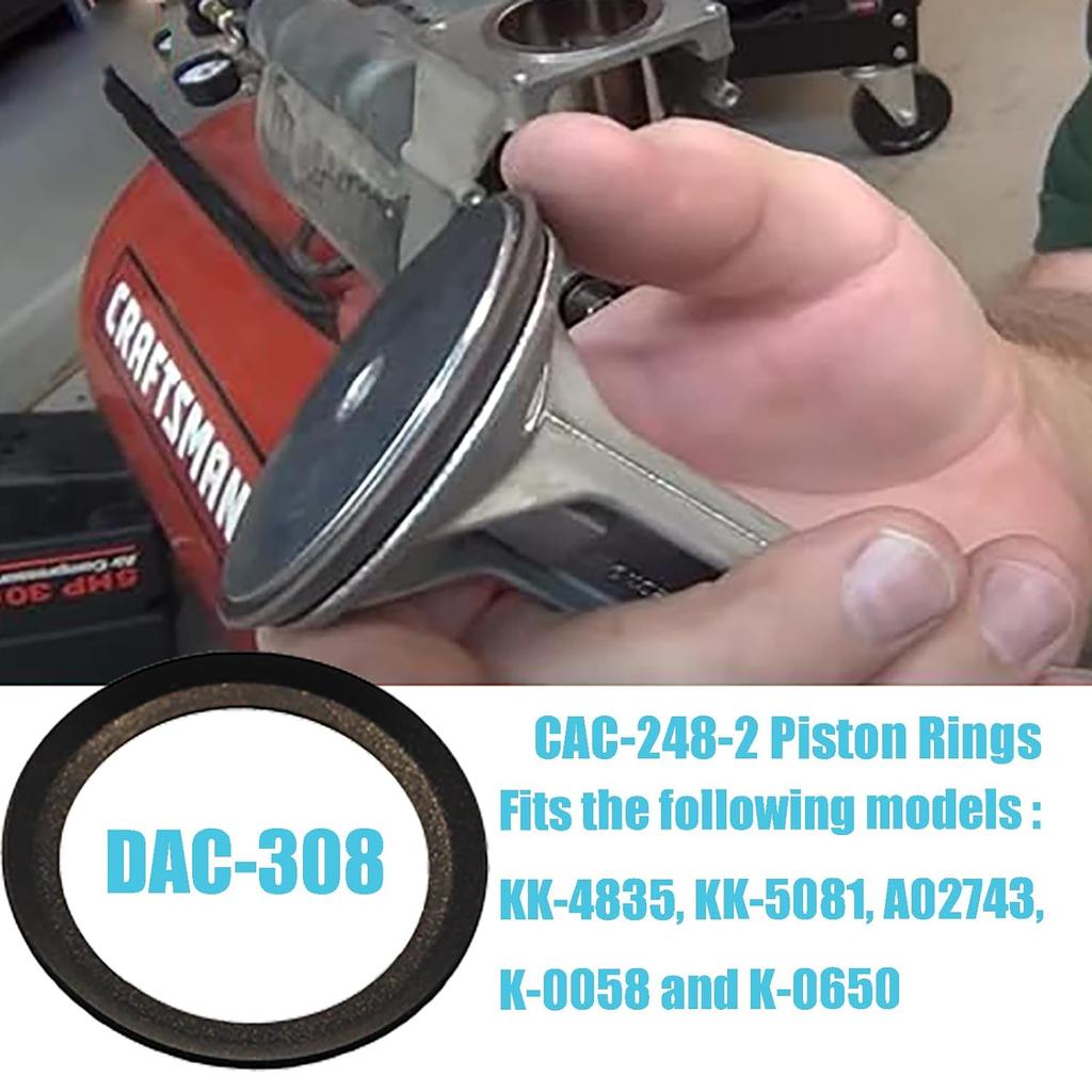 DAC-308 CAC-248-2 Piston Ring Compatible with Craftsman Air Compressor K-0650 K-0058 KK-4835 KK-5081 A02743 (4/Pack)