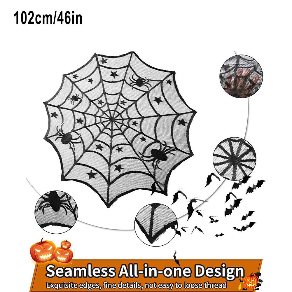Décor Table Cover Foldable Halloween Anti-crease Ndoor Decorations Polyester Seamless Spider Web Lace Washable