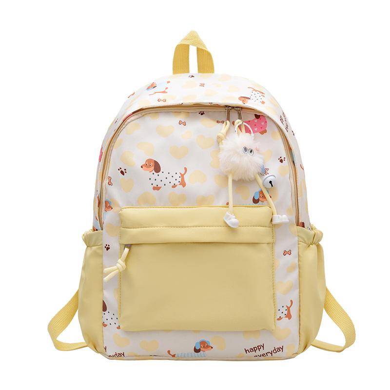Schoolbag Japanese cartoon cute puppy printed backpack high value student girl casual contrasting color large capacity schoolbag