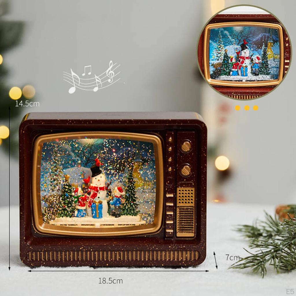 Christmas Scene Music Box Gift Xmas Ornament for Bedroom Indoor Dining Table Reindeer