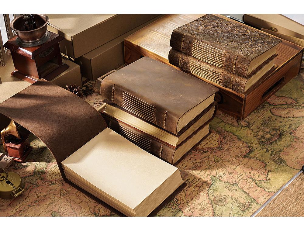 Caiet de schițe din piele naturală, lucrat manual: Caiet și jurnal retro din piele de vacă