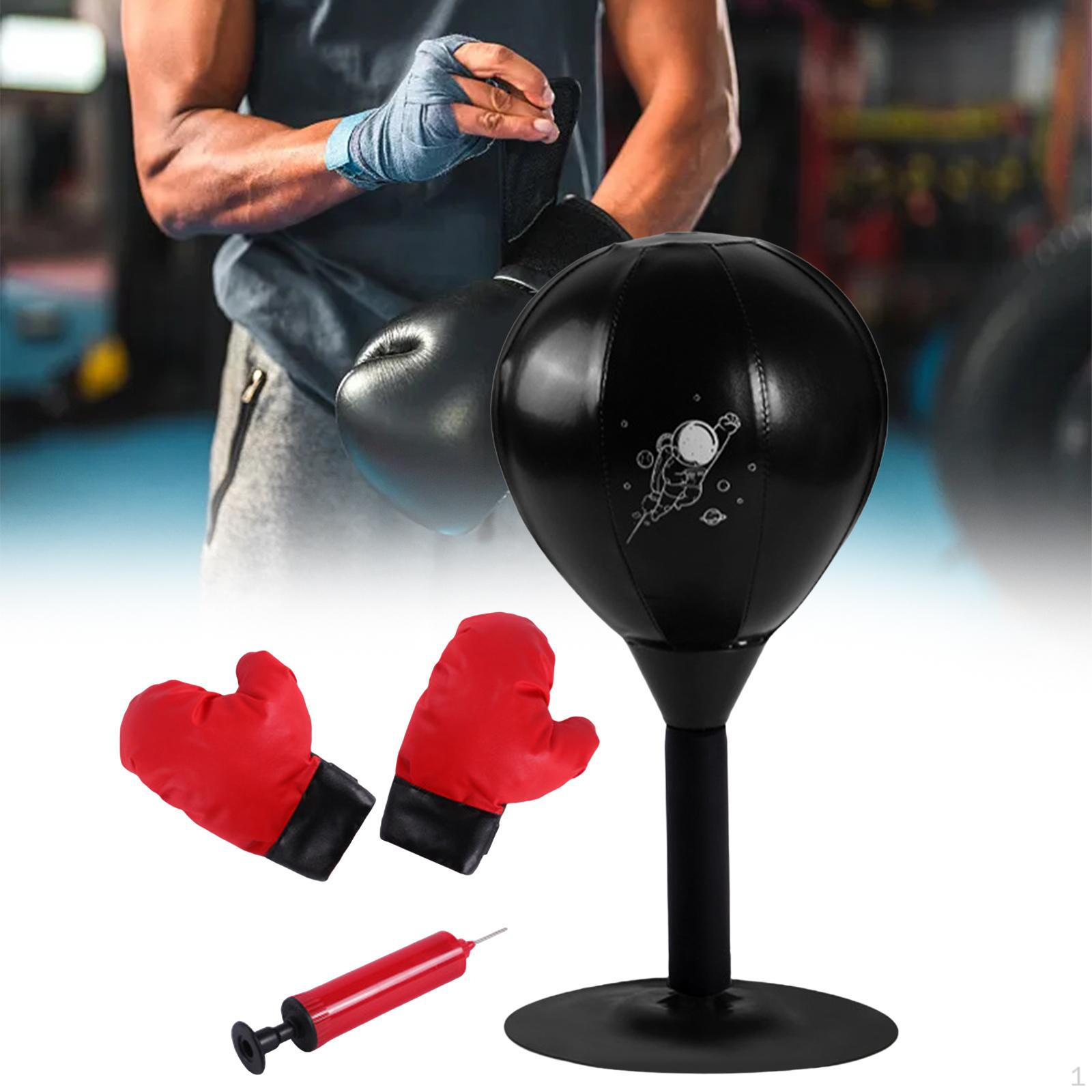 

Compact Desktop Boxing Ball Set for Kids and Adults - Portable Home Gym Gear Black with Gloves