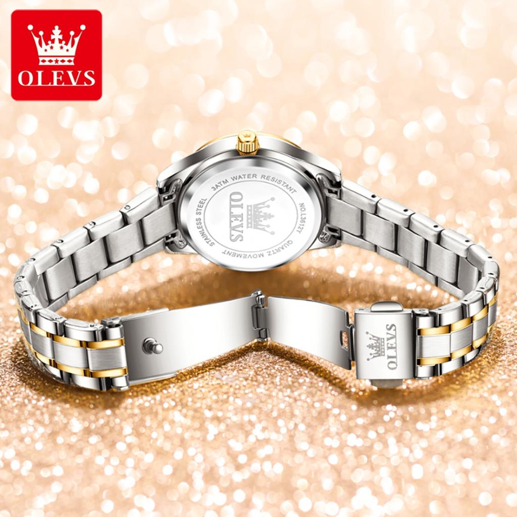 OLEVS Womens Wrist Watch Business Fashion Watches Stainless Stee Watch Bands Quartz Watch For Woman Waterproof Week Date Wristwatch