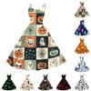 Dames Halloween Print Off Shoulder Jurk Vintage Punk Stijl Mouwloos Spaghetti Band Wijde Rok Feestjurk