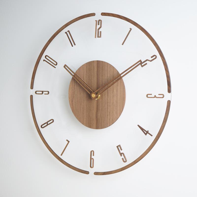 Japanese Solid Wood Wall Clock Simple Transparent Creative Radio Clock Wall Clock Living Room Home Home Decoration Clock