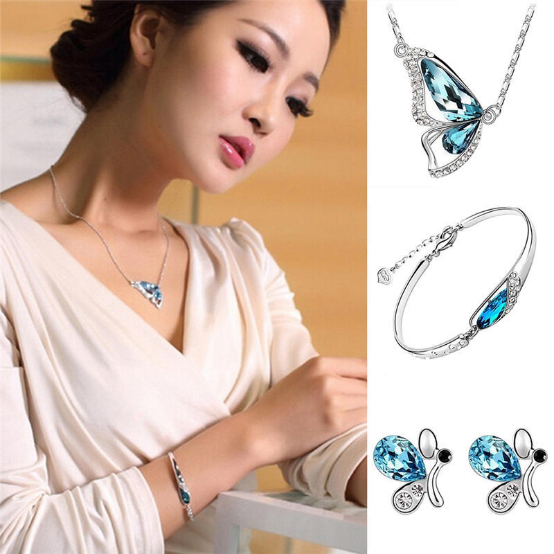Butterfly Jewelry Sets Necklace + Earring+Bracelet  Set