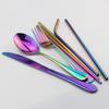 Travel Hiking Portable Dinnerware Set with Pouch Reusable Stainless Steel Straw Cutlery Knife Spoon Fork Chopsticks Silverware