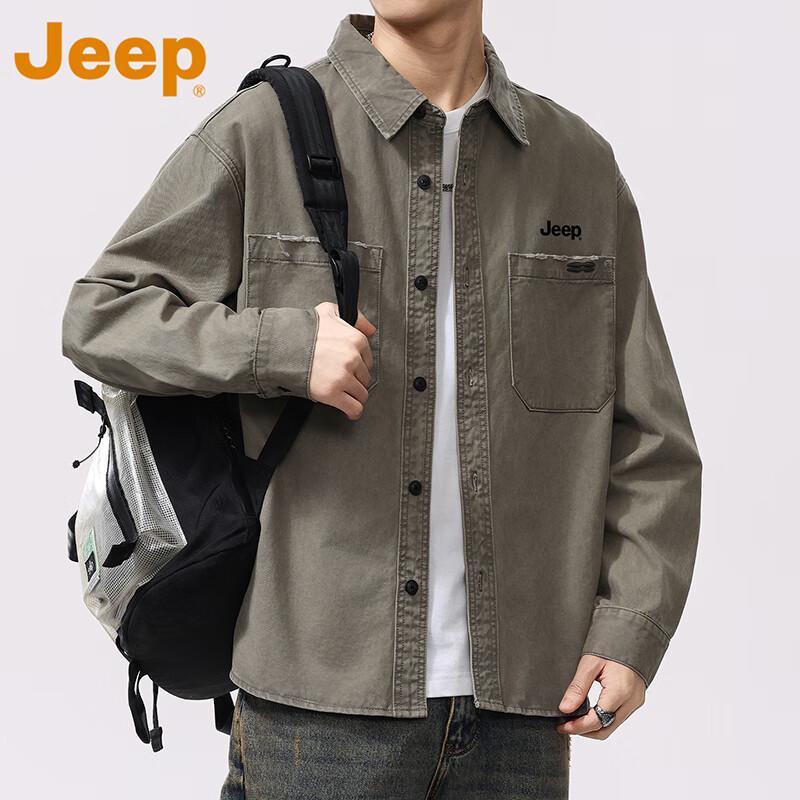 

JEEP Men s Solid Color Long Sleeve Casual Shirt M