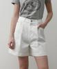 OSTKAKA One-Pleat Denim Shorts White