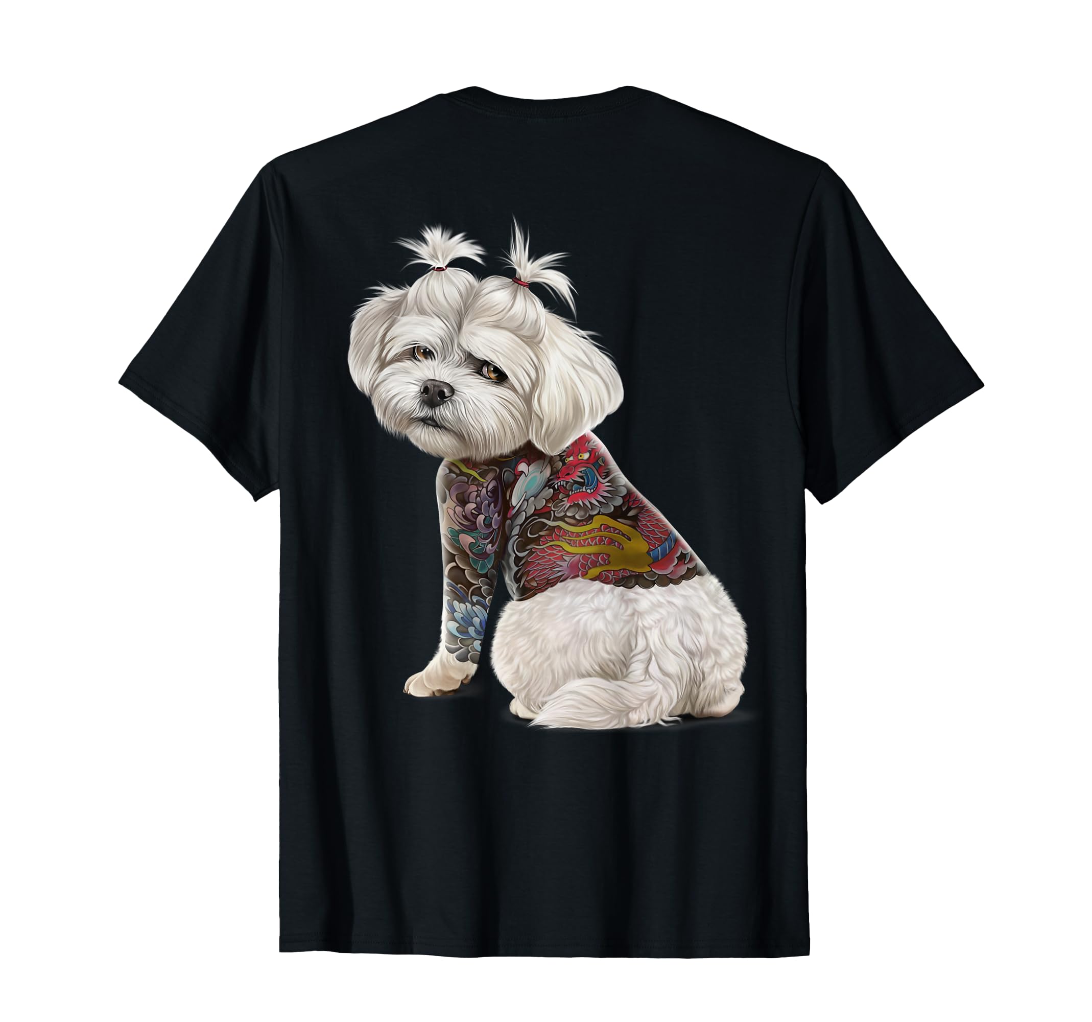 

Maltese Dog with Traditional Japanese Dragon Tattoo T-Shirt чорний