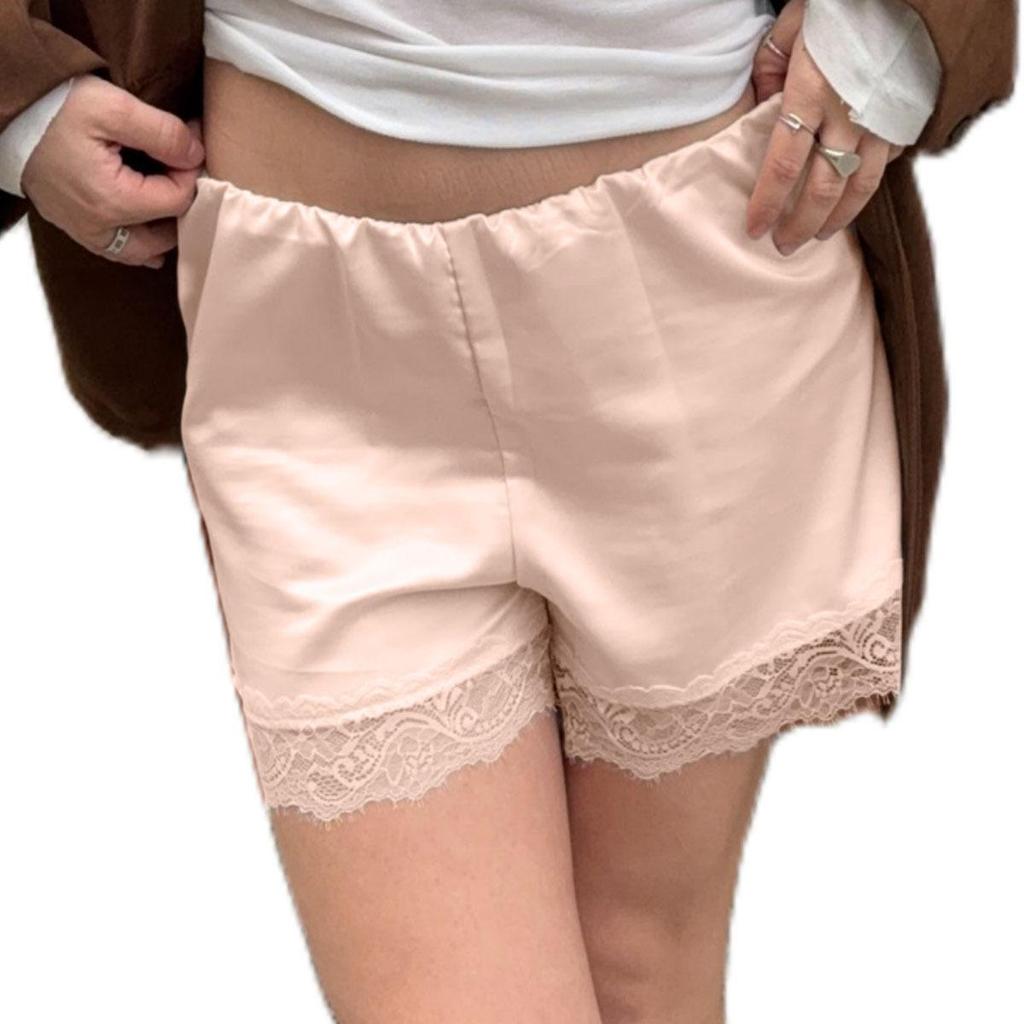 Women's Anti-Exposure Satin Lace Base Layer Shorts - Plus Size, Ice Silk, Summer Thin, Wearable Outdoors