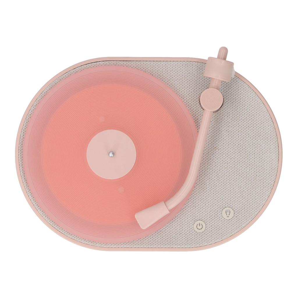 Bluetooth Speaker Record Player Shaped Bedroom Sleep Desktop Aromatherapy LED Night Light Pink