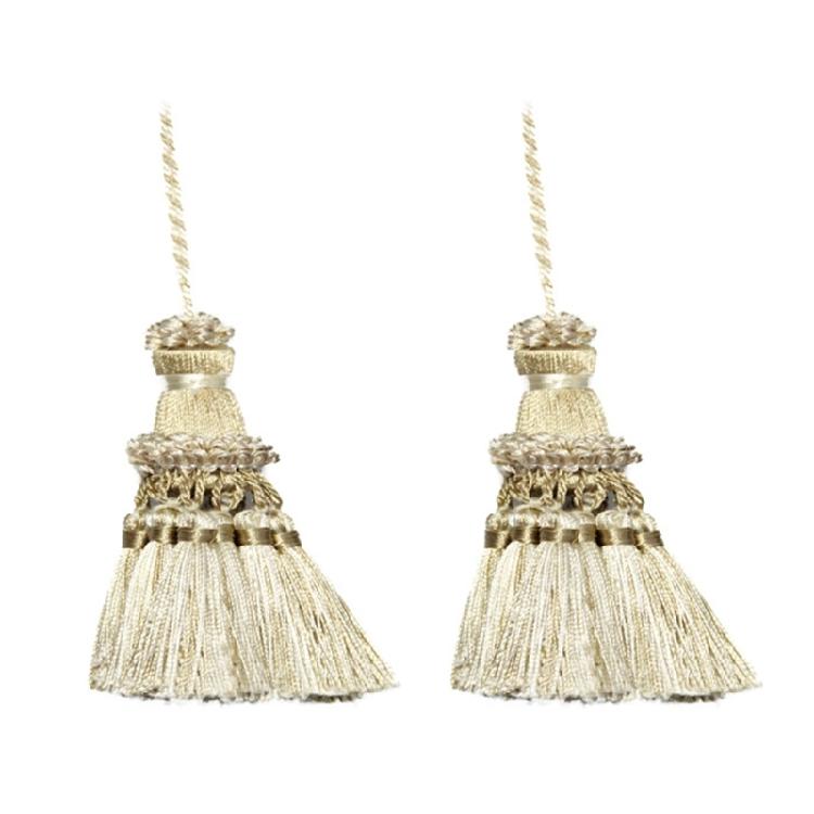 

2PCS Ethnic Type Curtain Hangings Pendants Handmade Curtain Tiebacks Decoration for Living Space бежевий