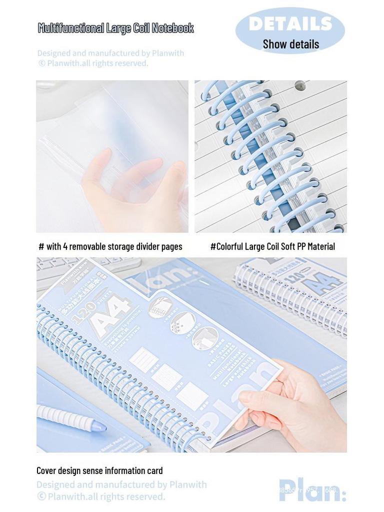 A4 Spiral Loose-Leaf Notebook for Junior High Students - Error Correction & Note-Taking, 2025 Japanese/Korean Style