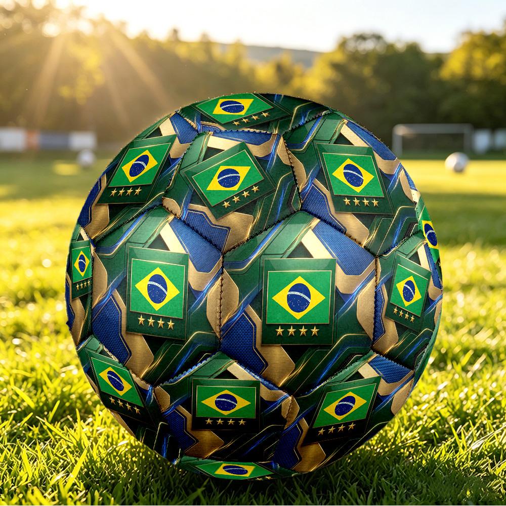 Brasilien Fußball Aufdruck Größe 5 Fußball Ball Verschleißfest Standard Erwachsenen Trainingsfußball Fan Geschenk für Indoor Outdoor Spiel Sport