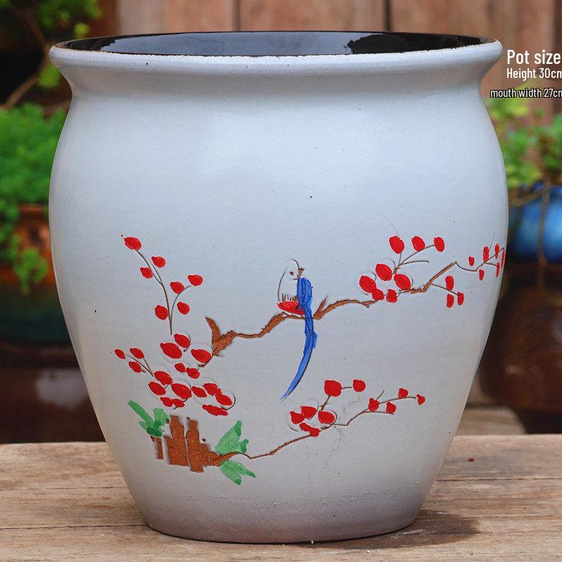 Handgefertigter weißer Grobkeramik-Blumentopf im europäischen Stil für Grünpflanzen, Rosen, Hortensien und Sukkulenten