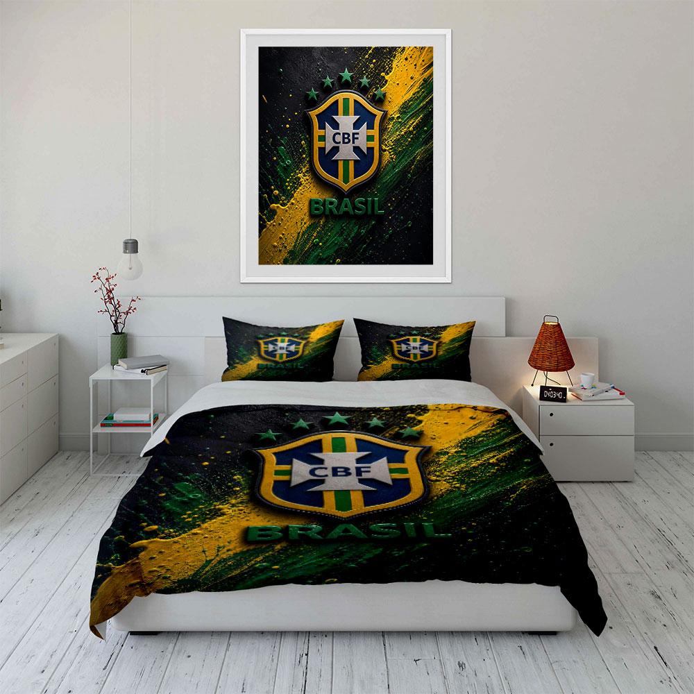 "Brazil Football CBF Bedding Set" Bedding Duvet Cover Set Duvet Cover Pillowcases (1 * Duvet Cover 2 * Pillowcases, without duvet insert)