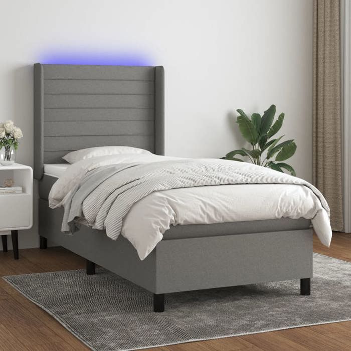 VidaXL Sommier à Lattes de Lit avec Matelas et LED, Lit Rembourré, Lit Simple, Lit Adulte de Chambre à Coucher Intérieur, 3138358