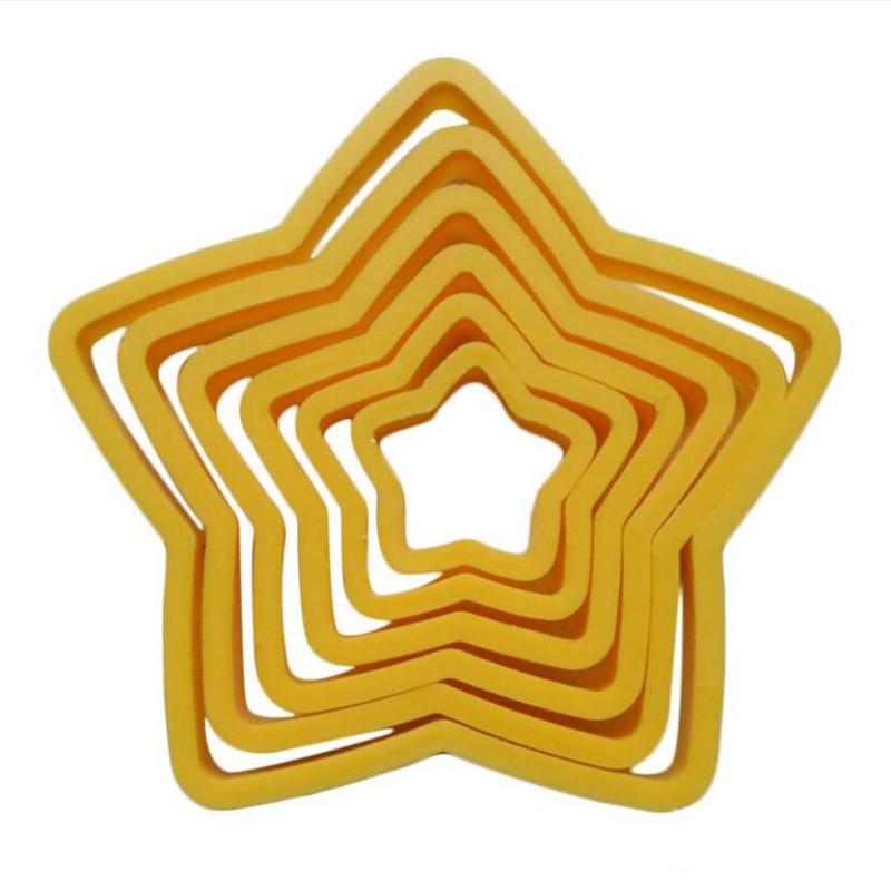 6Pcs/set Christmas Tree Cookie Cutter Stars Heart Flower Fondant Cake Biscuit Cutter Mold 3D Cake Decorating Tools Baking Moulds