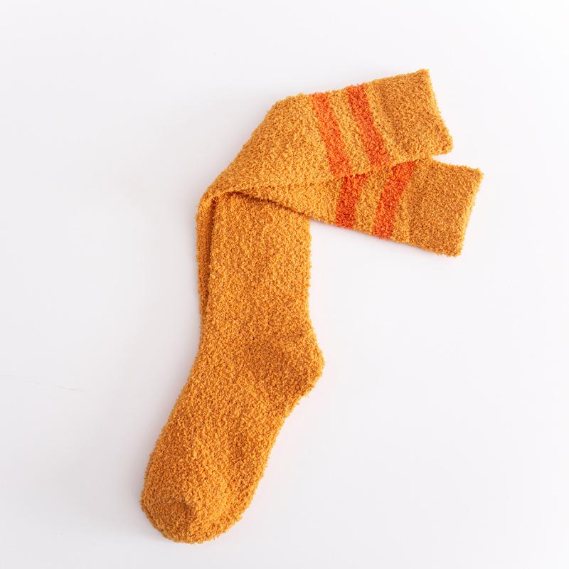 5/10 Pairs Casual Coral Velvet Socks for Women No Shedding Two Stripes Calf Length Socks Knee High Women's Socks Warm Long Socks Home Socks