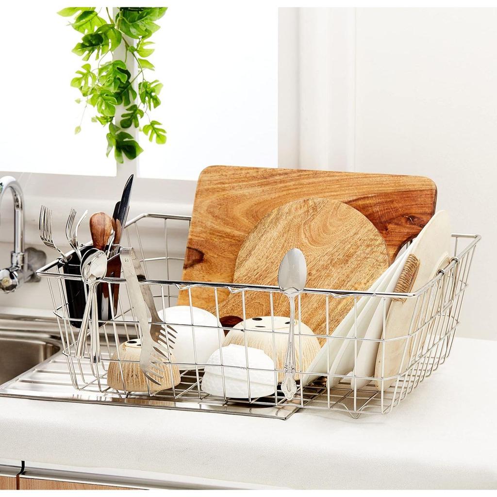 Odkapávač na nádobí se stojanem na příbory, nerezová ocel (54 cm x 20 cm x 42 cm)