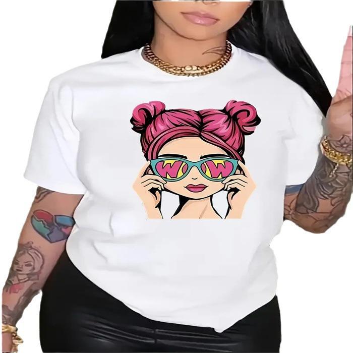 Short-sleeved T-shirt European and American summer new women's fashion casual home commuting versatile round neck short-sleeved T-shirt