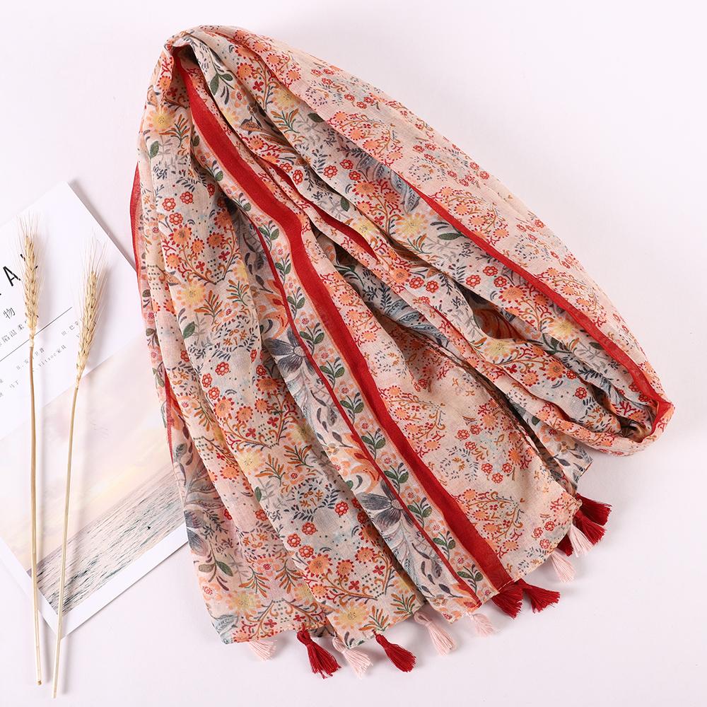 Ny Mote Sommer Kvinner Skjerf Bohemia Blomst Strand Hijab Sjal og Wraps Kvinnelig Foulard Echarpe Designer Pashmina Bandana