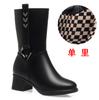 Women's Winter Long Boots Soft Leather Female Mid-Calf Boots Warm High-heeled Fur Shoes Women Trend Riding Boots Women