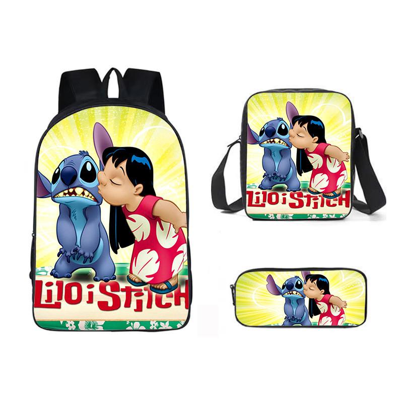 Stitch Cartoon Backpack For Kids Oxford Fabric Waterproof School Bag With Breathable Straps