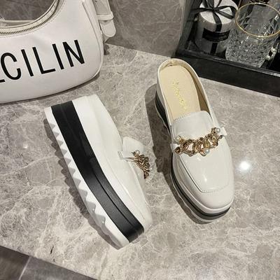 Kette Damen Hausschuhe Damenschuhe Plateau Keilschuhe Bequeme Slipper Geschlossene Zehenpartie Outdoor Hausschuhe Pantuflas Mujer