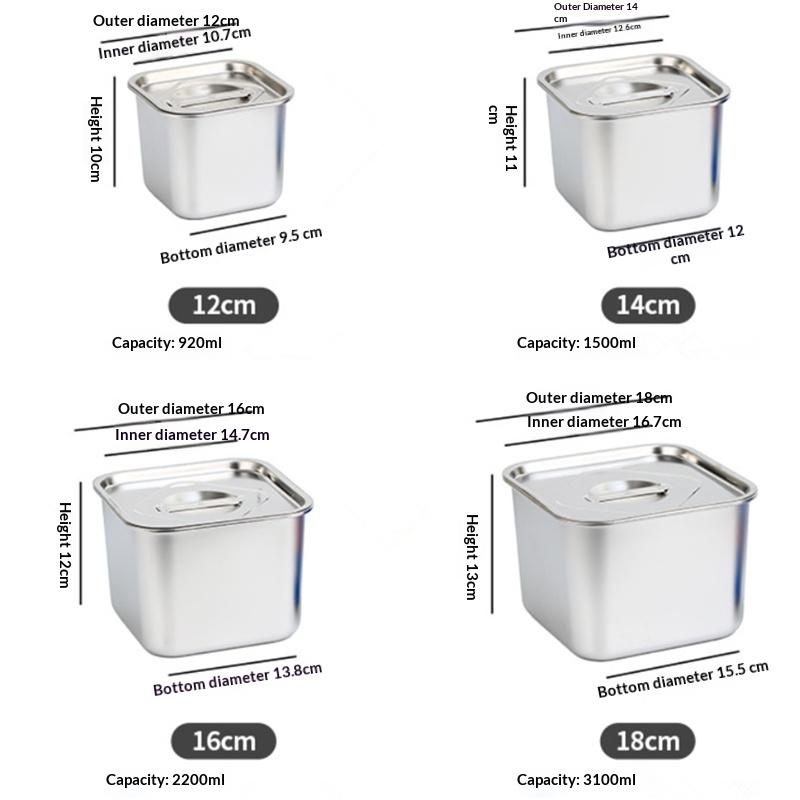 Stainless Steel Tank Box With Cover Kitchen Oil Basin Square Barrel Storage Bottle Seasoning Box Jars And Lids Spice Jars Set
