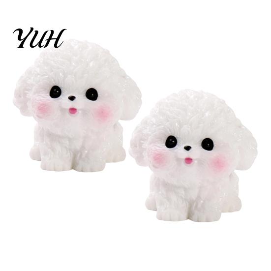 Micro Landscape Accessories 2Pcs Mini Dog Figurines, Cute Resin Puppy Miniature Animal Figures, Small Cat Ornaments for Landscape, DIY Crafts, Desktop