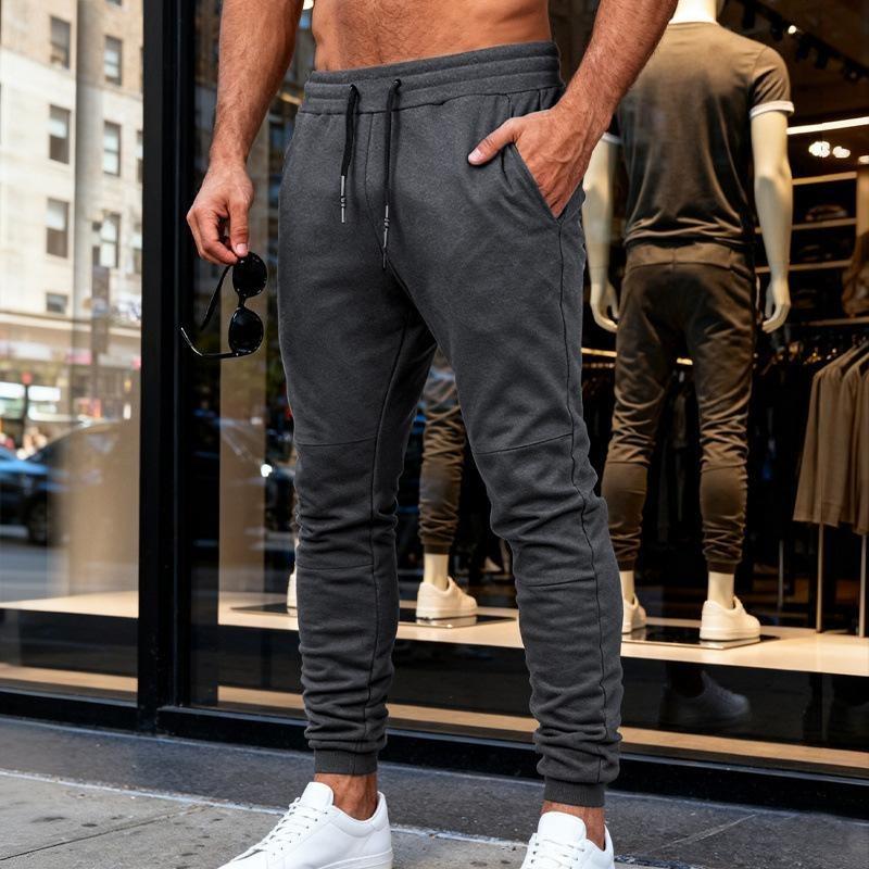 Slim fit joggingbroek voor heren met elastische tailleband en trekkoord, casual sportbroek met zakken.