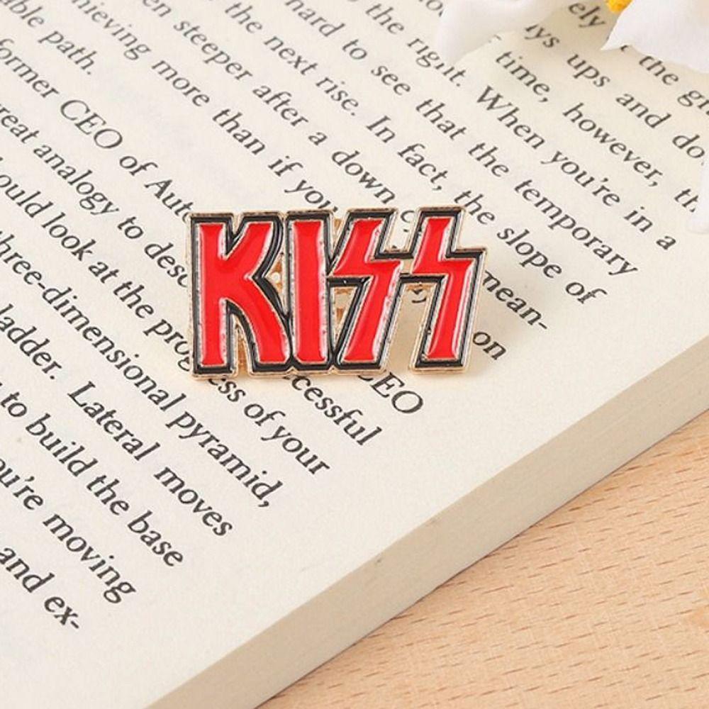 Punk Shirt Lapel Pins Letter Enamel Brooches Lapel Pin Kiss Brooches Bag Decor