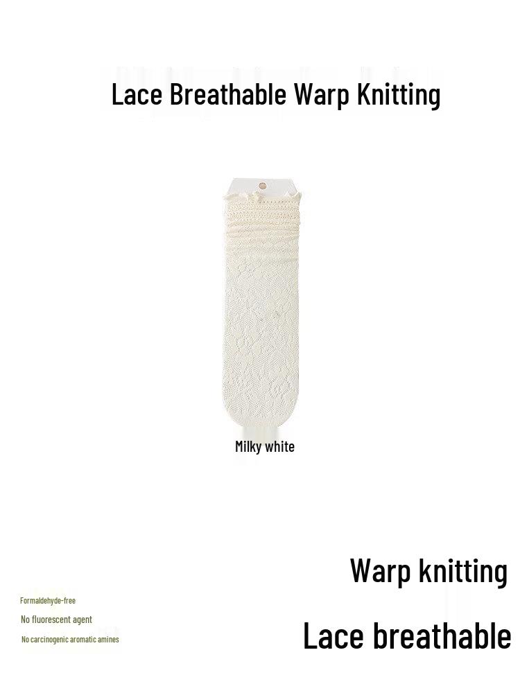 Summer White Lace Mesh Mid-Calf Ruffled Socks - Women's Breathable Lolita Style