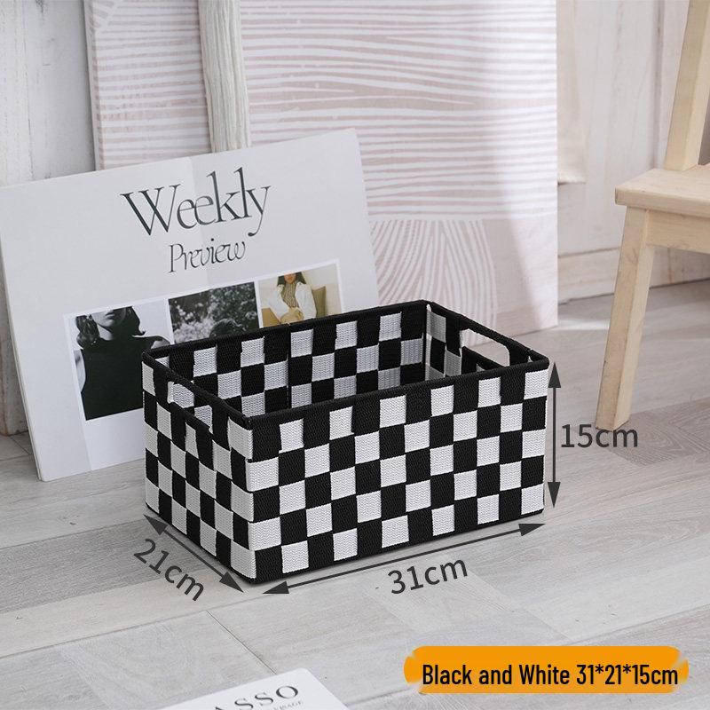 Плетеная корзина для хранения черного цвета ручной работы с крышкой для гостиной или организации гардероба 1660₽