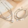 Stylish Stretch Comfort Fit Simulated Pearls Bead Bracelet Featuring Heart Charm for Gift and Fashion Accessory