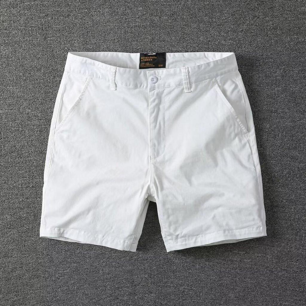 Pantaloni scurți de plajă pentru bărbați, de vară, casual, slim, drepți, de lucru, culoare solidă, ușor elastici, cu trei puncte
