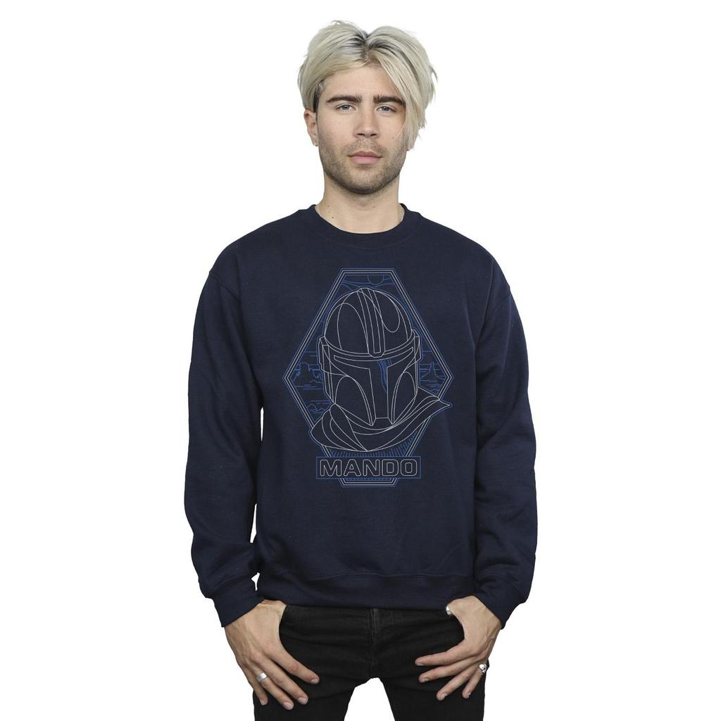 STAR WARS Mens The Mandalorian Outline Helm Diamond Sweatshirt