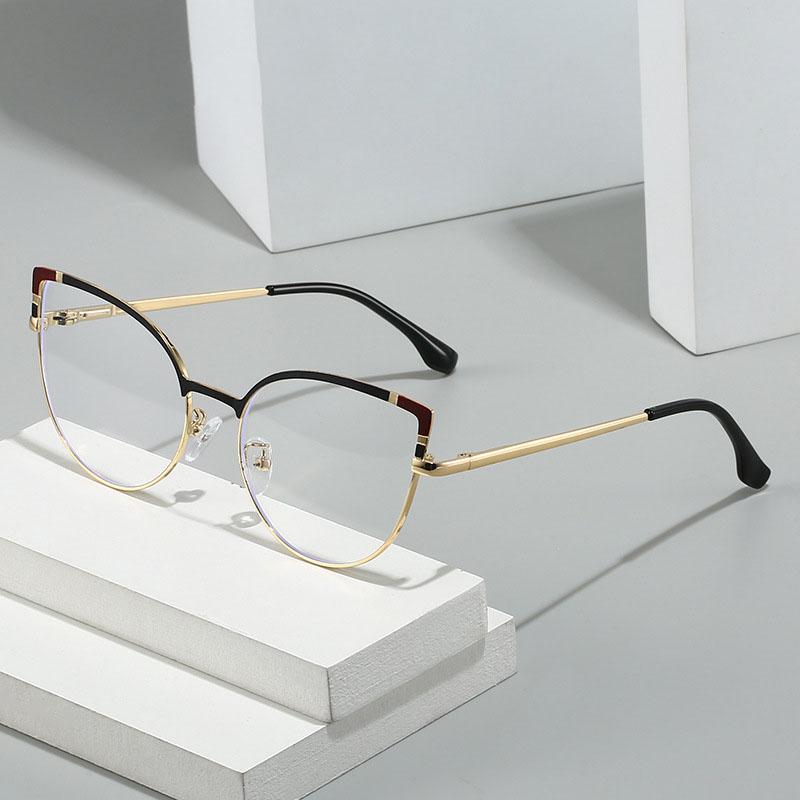 European American Style Frame Glasses Cat Eye Shape Anti Blue Light Glasses Fashion Trendy Decorative Glass
