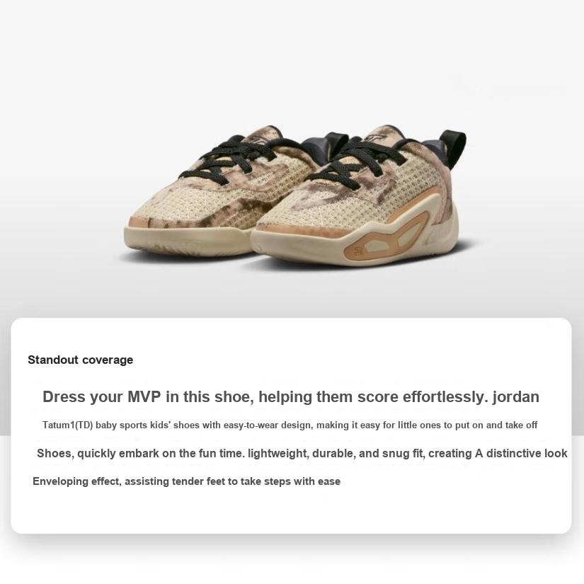 New Jordan Tatum 1 Tatum 1 Slip-Resistant Cushioning Low-Top Toddler Shoes Sesame Brown Infant And Toddler DX5358-200