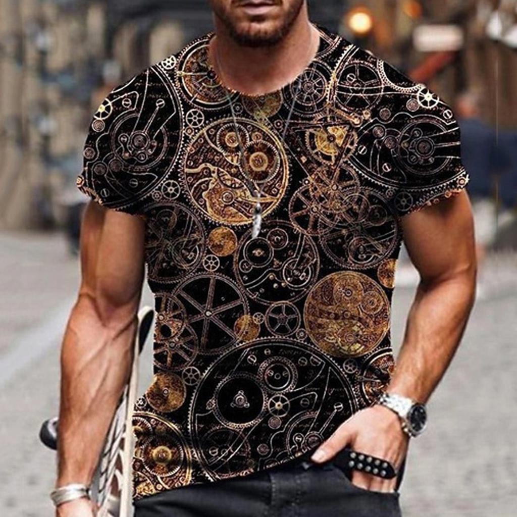 Modisches personalisiertes 3D-gedrucktes Herren-T-Shirt Harajuku Streetstyle Sommer Rundhals Kurzarm Schnelltrocknend Locker sitzendes Oberteil