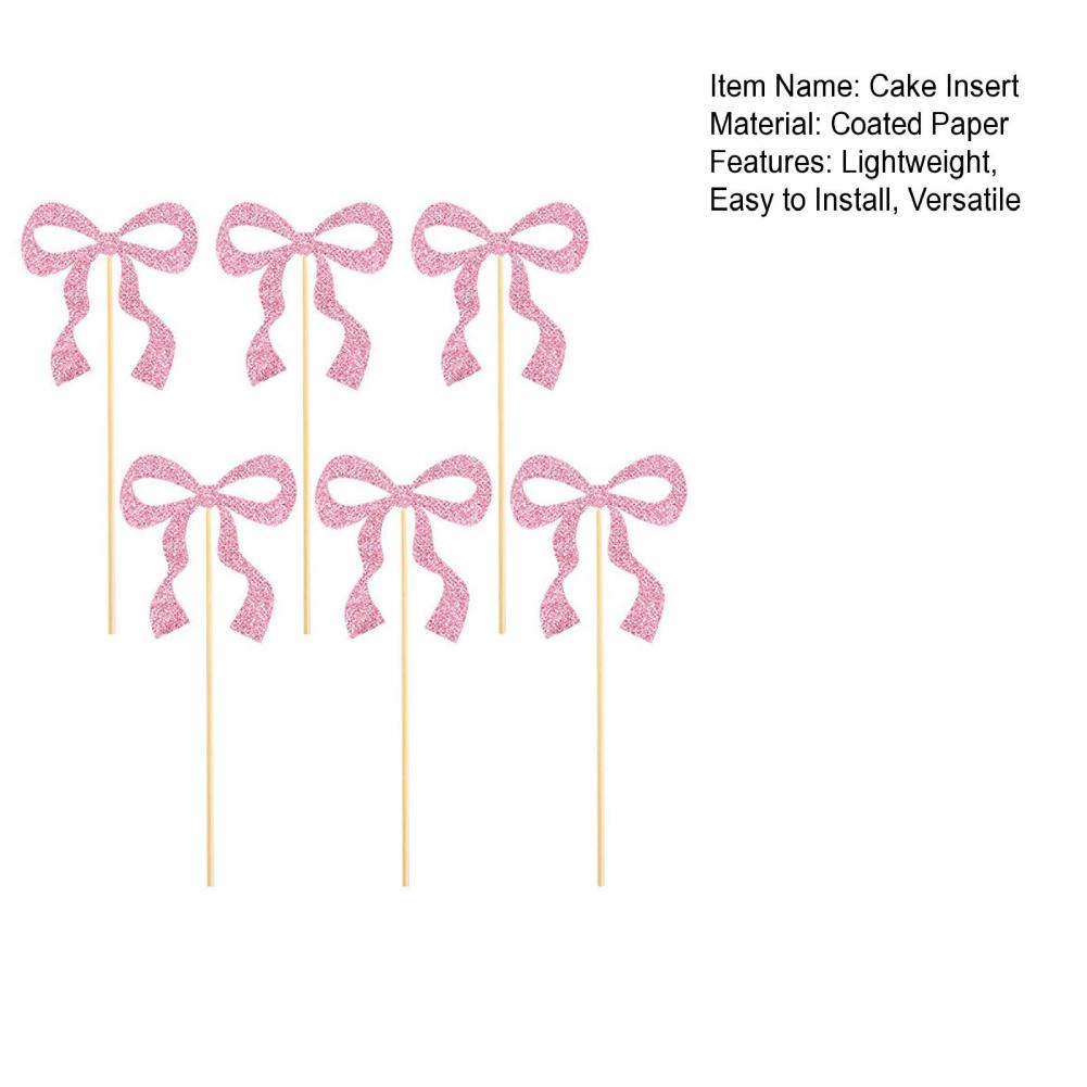 Bowknot Theme Party Decor Set Pink Tassel Banner Cake Toppers Gold Glitter Spiral Hanging Ornaments Girls Birthday Party Decor
