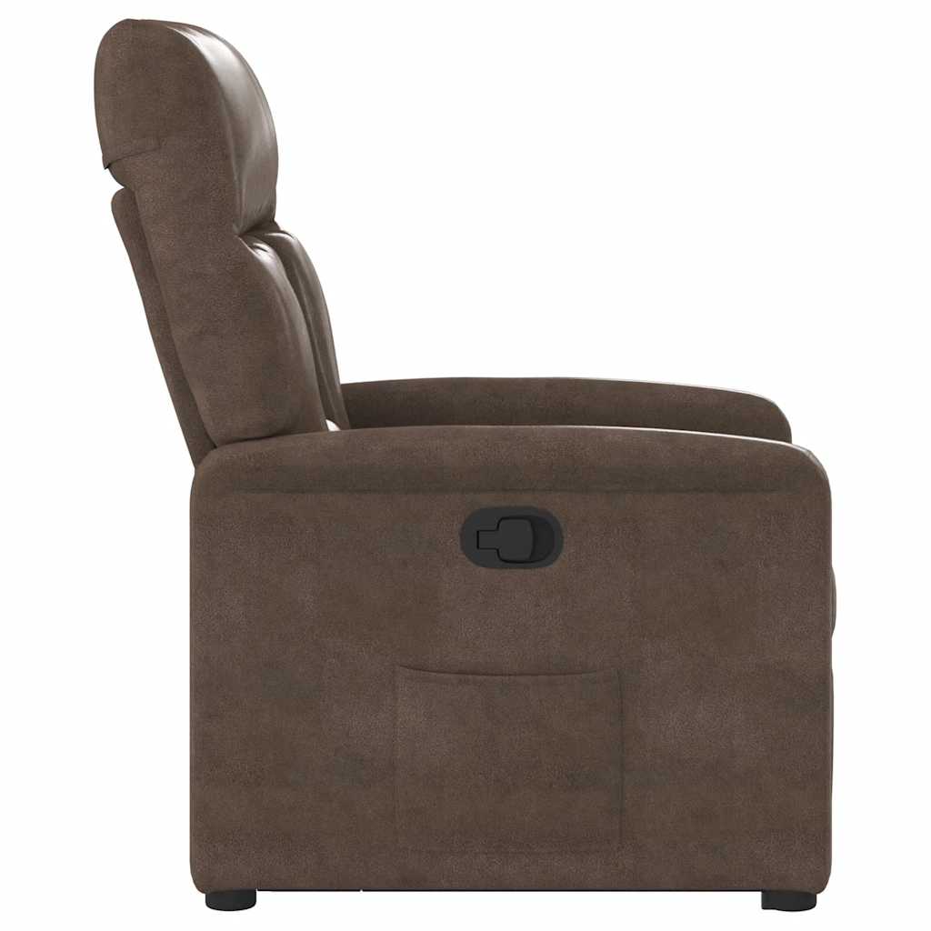 Recliner Chair with Lift Assist Brown Microfiber Fabric