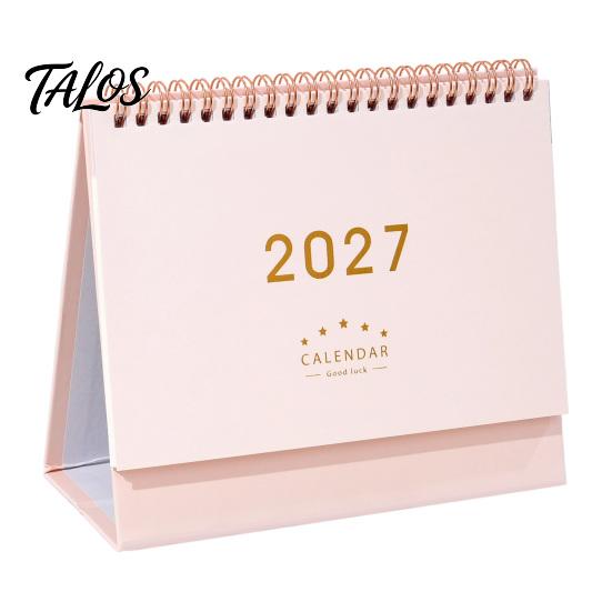 Monthly Organizer for Desk 2027 Calendar, Standing Flip Desktop Minimalist Gold Foil Cover Home Office Accessory Planner, Thick Paper Note Taking,