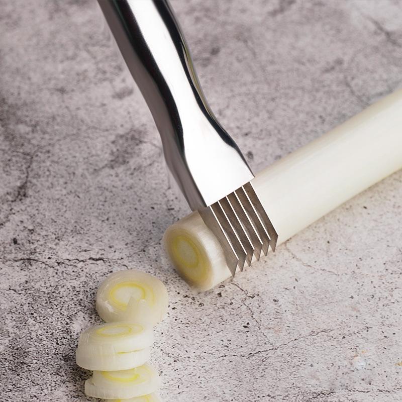 Stainless Steel Onion Slicer Cutter Scallion Cutter Knife Multi Vegetable Fruit Chopper Shredder Kitchen Gadget KC0148