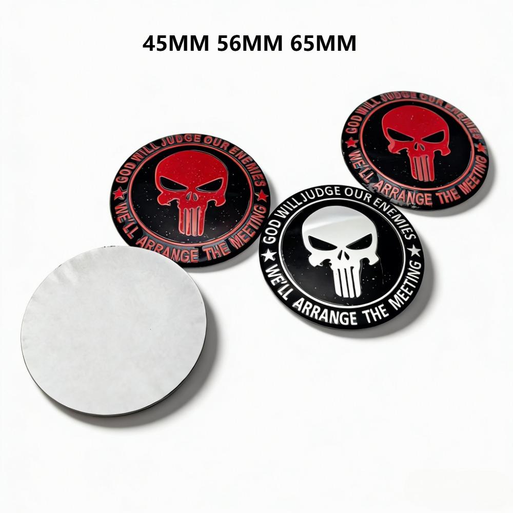 4ks 45MM 56MM 65MM Znak s logem lebky Samolepky na auto Příslušenství pro středové krytky kol auta Kryty ráfků Kryt náboje Značka krytu náboje Vyměnit